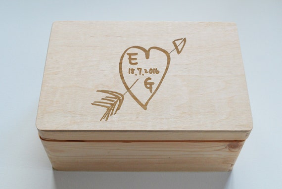 Anniversary Gift For Fiance Anniversary Jewelry Box With Heart And Your Initials Engraved On Top For Groom