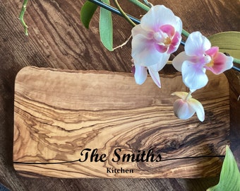 Personalised Solid Olive Cheese Board, Olive Wood Chopping Board, New Home Gift, Xmas Gift