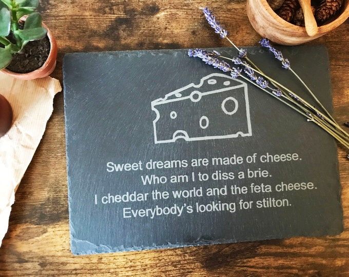 Featured listing image: Cheese Slate Board, Cheese Lovers, Stilton Cheese, Cheese Slate Plate