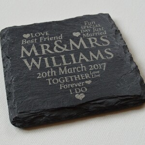 Personalised Engraved Slate Coasters, Bulk Order 2 50 Slate Coasters, Wedding Favours / Gifts Custom Coasters, Slate Tiles Wedding Gift image 4