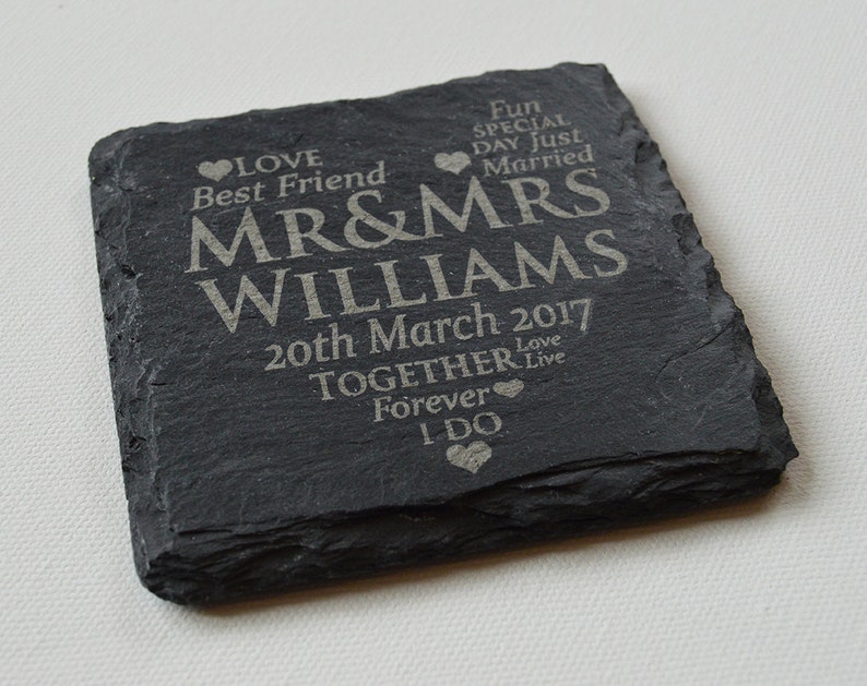 Personalised Engraved Slate Coasters, Bulk Order 2 50 Slate Coasters, Wedding Favours / Gifts Custom Coasters, Slate Tiles Wedding Gift image 4