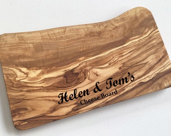 Personalised Cheese Board, Solid Olive Wood Board, Rustic Board, Gift for Couples, Housewarming Gift, Christmas Gift