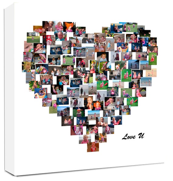 Personalised Collage Heart Shape Photo Collage on Canvas High Etsy