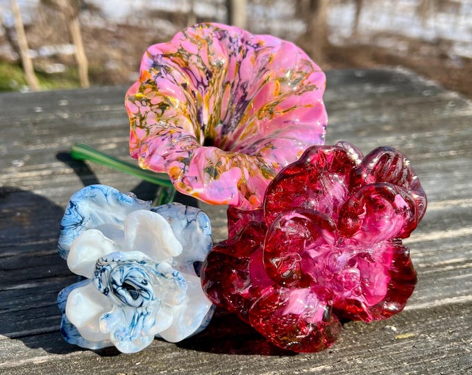 PRE MADE Handblown and Sculpted Glass Flowers, Build a Bouquet ...