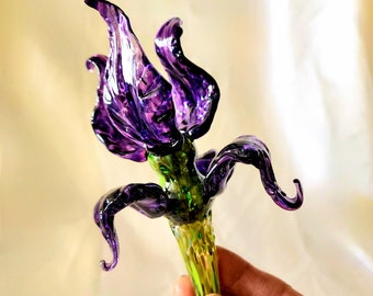 Hand sculpted glass Irises