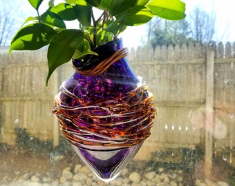 Handblown glass  hanging "Multi- Vase" Custom colors( pick your own)