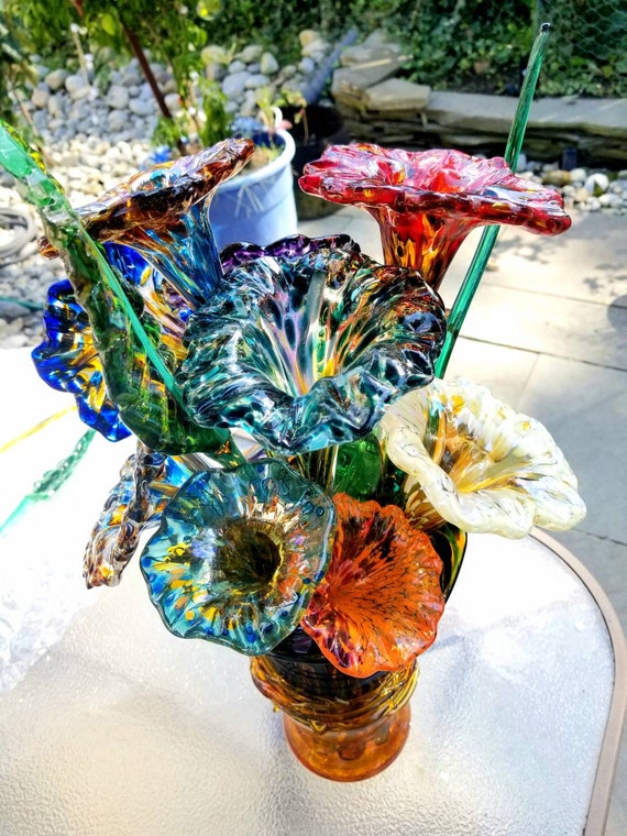 Hand Sculpted Glass Flowers 