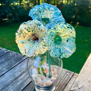 Handblown Glass Flower: Sculpted Botanical Art, Light Green- PRE- MADE