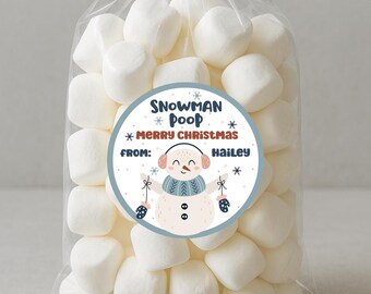 Snowman Poop Treat Bag Label - Editable Christmas Favor Tag (Digital File)