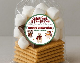 Christmas Friends Treat Bag Label - S'more Fun Design (Digital File)