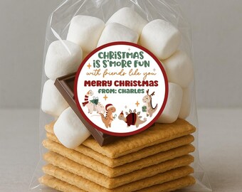 Dino Christmas Treat Bag Label - S'more Fun Design (Digital File)