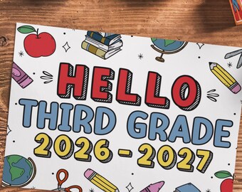 Third Grade Sign 2026-2027 - First Day Photo Prop (Digital Download)