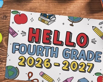 Fourth Grade Sign 2026-2027 - First Day Photo Prop (Digital Download)