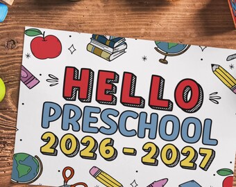 Preschool Sign 2026-2027 – First Day Photo Prop (Digital Download)