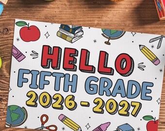 Fifth Grade Sign 2026-2027 - First Day Photo Prop (Digital Download)