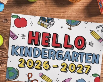 Kindergarten Sign 2026-2027 – First Day Photo Prop (Digital Download)