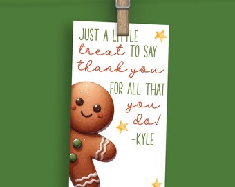 Gingerbread Little Treat Thank You Christmas Gift Tag – Holiday Sweets, Student to Teacher (Corjl Edit)