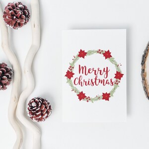 Couronne de joyeux Noël impression numérique - téléchargement immédiat carte imprimable DIY joyeuses fêtes