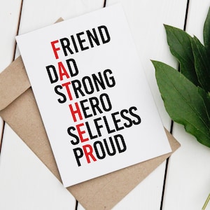 Stampabile con acronimo colorato per la festa del papà, download immediato, stampa DIGITALE - Biglietto fai da te per papà