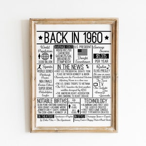 Terug in 1960 DIGITAAL bord - Instant download DIY-print voor verjaardag of jubileum 60s Time Capsule