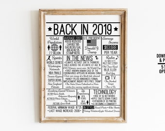 DIY Back In 2019 DIGITAL Sign for Teachers - Instant Download Print for Birthday or Anniversary 2019 Time Capsule