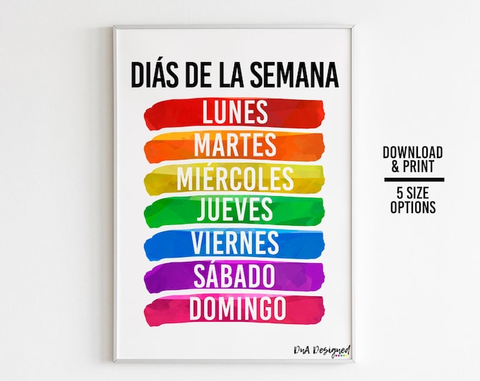 Dias De La Semana Watercolor Printable for Kids at Home - Etsy