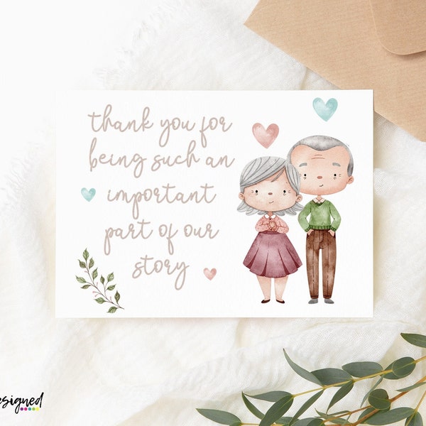 Thank You Our Grandparents DIGITAL Watercolor Print - Part of Our Story Appreciation Instant Download Sign for Grandma and Grandpa