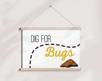 Printable Party Supplies Dig for Bugs Birthday Party for Kids - DIGITAL Instant Download Presents Sign for Bug Themed Parties