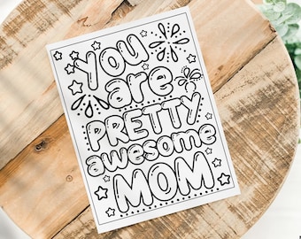 Página para colorear para el Día de la Madre Descarga instantánea - Feliz Día de la Madre Regalo Mamá Eres increíble DIY Imprimir