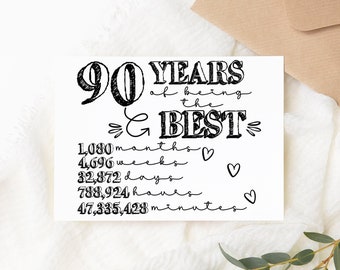 90 anos sendo o melhor cartão de impressão DIY - Impressão instantânea DIGITAL de 90º aniversário para festas