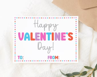 Valentine's Day Gift Tag for Kids and Schools - Printable DIY Instant Download February 14th Happy Valentines Day Card for Treats