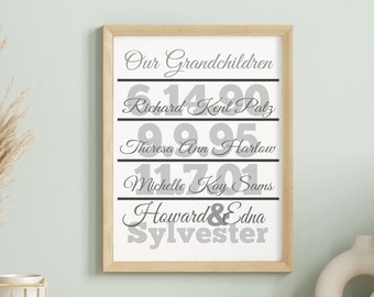 Our Grandchildren Print for Grandparents - Canvas Gift for Grandparents Day