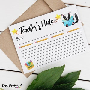 Nota para el maestro: Tarjeta imprimible de felicitación para el maestro (DIGITAL) - Descarga instantánea: Tarjeta de felicitación para el maestro para estudiantes