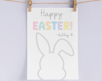 Happy Easter DIY Print Gift Tag for Kids - DIGITAL Easter Bunny Editable Tag for Easter Baskets Corjl Edit