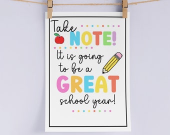 Take Note Teacher Gift Tag – Editable Back to School (Digital Download)
