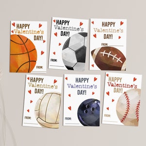 Sport Valentinstag DIY Druckkarten für Kinder - DIGITALE Fußball Basketball Basketball Valentinstag Sofort-Download-Karten für die Schule Corjl