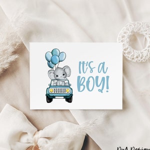 It&#39;s a Boy with Elephant Instant Download DIGITAL Print - DIY Gender Reveal Baby Announcement Sign for Parties