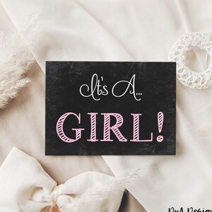 It&#39;s a Girl DIGITAL Chalkboard Print - Instant Download Baby Announcement Gender Reveal Sign