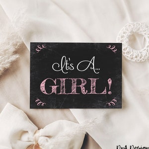 It&#39;s a Girl DIGITAL Chalkboard Sign - Instant Download Gender Reveal Announcement Photo Prop