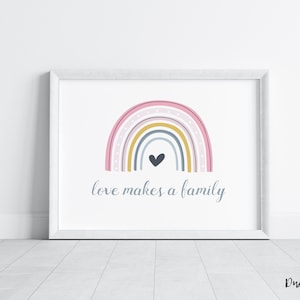 Love Makes a Family Personalized Rainbow Print - Digital or Printed Custom Gift for Families
