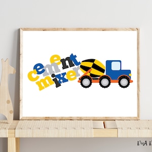 Impresión digital de una hormigonera: descarga instantánea de arte de construcción DIY para niños.