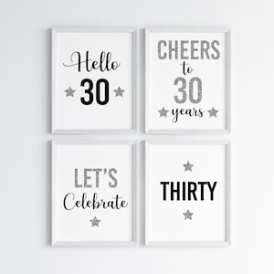 Cartelli glitterati stampabili per feste di compleanno per il 30° compleanno - Download immediato Decorazioni o biglietti per feste di compleanno fai da te DIGITALI