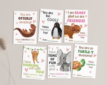 Animal Valentine Cards for Kids – DIY Printable, Editable (Digital Download)