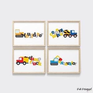Construction Vehicles DIGITAL Print - DIY Construction Room Art for Kids
