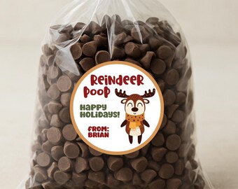 Reindeer Poop Treat Bag Label - Editable Christmas Favor (Digital File)