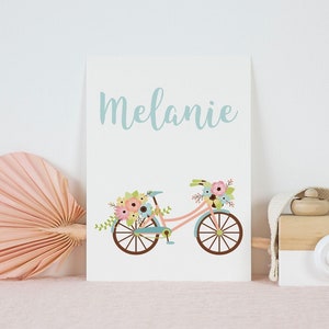 Personalisierter Name Fahrrad Druck - individuelle Baby-Dusche-Geschenke und Kinderzimmer LeinwandDekor