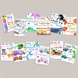 Variety Valentine DIY Editable Print Cards for Kids - DIGITAL Printable Gender Neutral Valentine&#39;s Cards for School Parties Corjl Edit