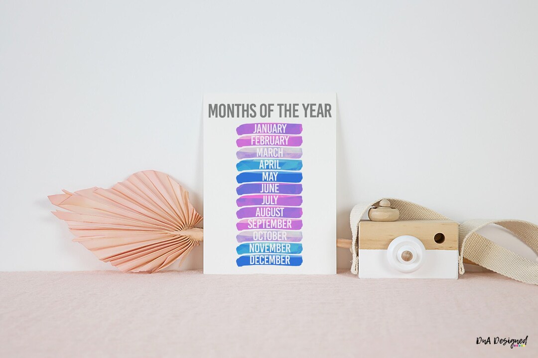 Months of the Year Watercolor Printable for Kids at Home Learning ...