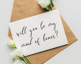 Will You Be my Maid of Honor Printable Card for Weddings - DIGITAL Instant Download Maid of Honor Print