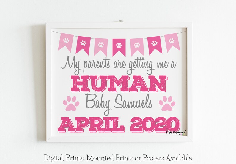 Our Parents are Getting Us a Human Pet Photo Prop Pregnancy Reveal Announcement Print